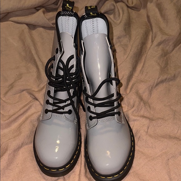 Dr. Martens Gray Combat Boots with Chunky Sole - Picture 6 of 7